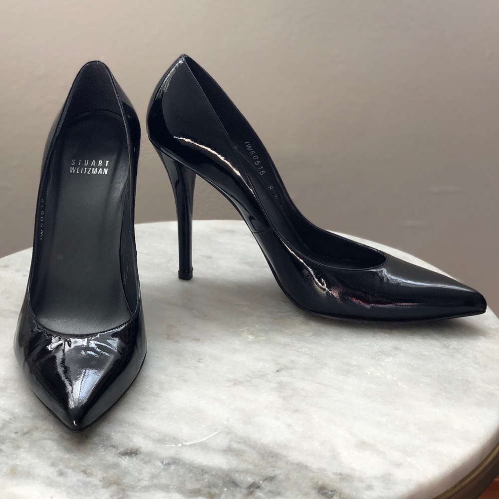 Stuart Weitzman Black Patent Leather High Heel Pumps Classic 8.5